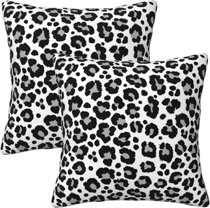 White and Grey Leopard Print Pillow Covers 18X18 in Couch Cheetah Pillow Case Se - Picture 1 of 12