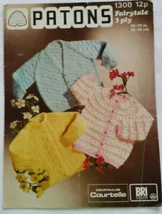 Patons 1300 Babies 3 Ply Cardigans - 3 Designs Knitting Pattern - Used - Picture 1 of 4