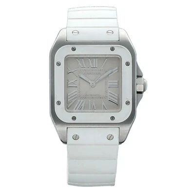 Cartier Santos 100 2878 Steel 33 mm White Rubber Automatic Women's Watch - Image 1 of 4