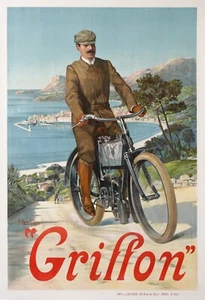 ALESI - RARE POSTER OF GRIFFON MOTORCYCLE - 1905 - Picture 1 of 1