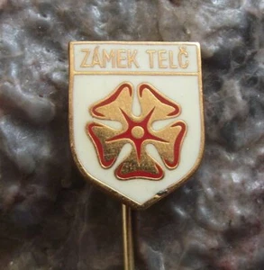 Antique Telc Czech Castle Palace Zamek Heraldic Coat of Arms Crest Pin Badge - Picture 1 of 4