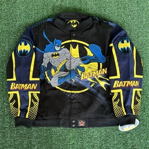 NWT 2010 NOS Youth JH Designs Batman Black Nascar Jacket 2XL Mens Cropped Small - Picture 1 of 17