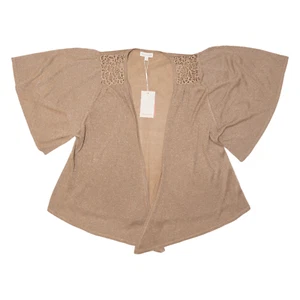 MONSOON Cardigan Brown Tight Knit Short Sleeve Womens M - Picture 1 of 6