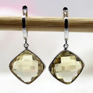 Natural Citrine 925 Silver Earrings Dangle And Drop Gift November Birthstone Gf - Picture 1 of 6