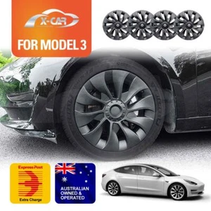Tesla Model 3 Wheel Cover Caps 18 Inch Rim Hubcap Hub Cap Matt Black Set of 4 - Bild 1 von 8