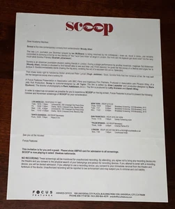 Scoop Academy Film Screening Invitation Focus Movie Schedule Woody Allen - Picture 1 of 1