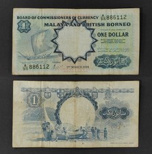 Malaya & British Borneo 1959, 1 Dollar VF Printer TDLR ~ 