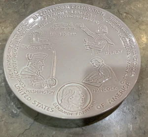 VINTAGE FRANKOMA BICENTENNIAL PLATE -"PATRIOTS & LEADER 2ND IN SERIES 1973 SIGND - Picture 1 of 4