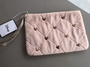 BNWT DISNEY MICKEY PINK VELVETY TOILETRY MAKE UP BAG POUCH GOLD STUDS PRIMARK - Picture 1 of 4