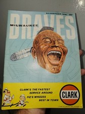 1961 MILWAUKEE BRAVES Baseball Program / Score Card / CLARK'S OIL GAS STATION