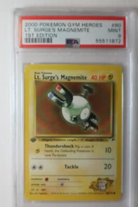 2000 POKEMON GYM HEROES 80 LT. SURGE'S MAGNEMITE 1ST EDITION PSA 9 MINT - Picture 1 of 2