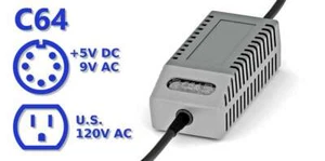 C64 PSU Modern Gray US - Zamienny zasilacz Commodore 64, wtyczka amerykańska - Zdjęcie 1 z 5