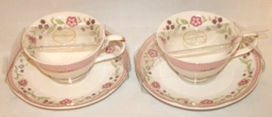 Set due tazze e piattini Grace porcellana fine fiori rosa nuovi - Foto 1 di 3
