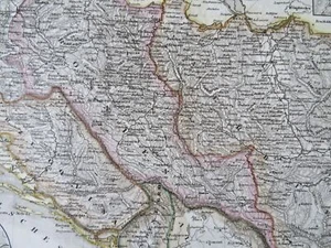 Ottoman Serbia Bosnia Montenegro Belgrade Sarajevo c. 1849 detailed Meyer map - Picture 1 of 4