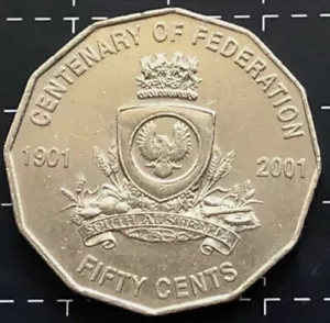 2001 50 CENT COIN | CENTENARY OF FEDERATION | SOUTH AUSTRALIA | S.A | SA - Bild 1 von 1