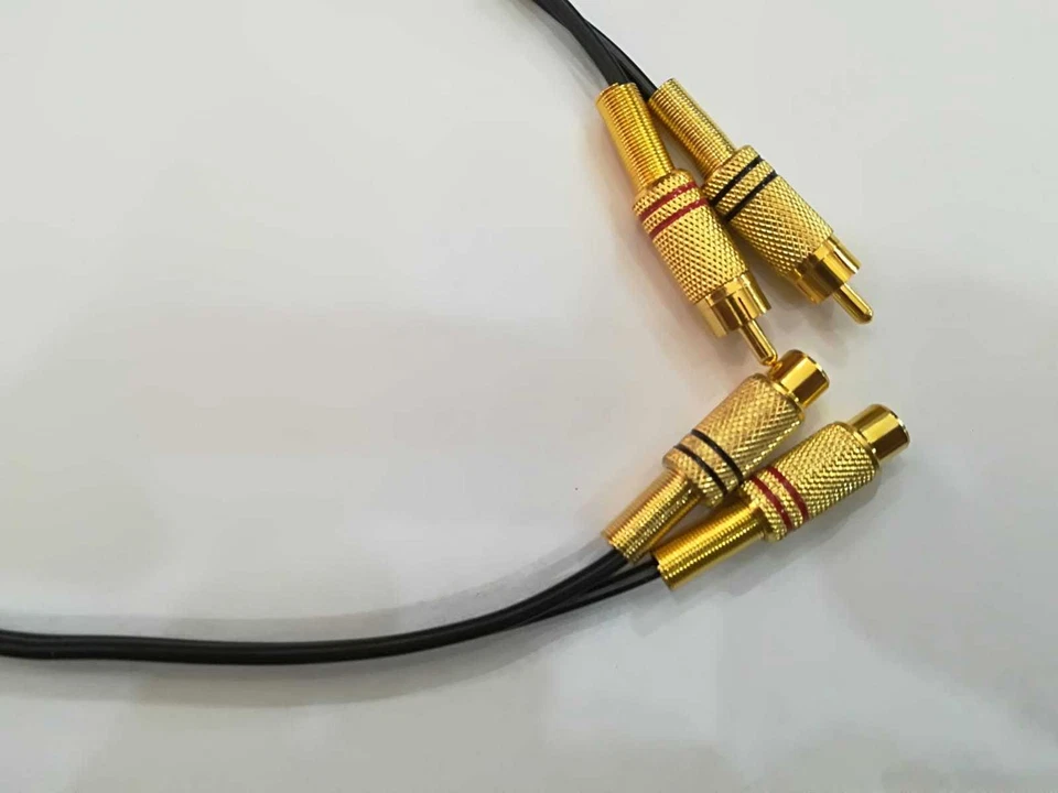 CAVO AUDIO 2X RCA MASCHIO 2 X RCA FEMMINA STEREO DORATO DA 0,5 A 10 METRI DORATO
