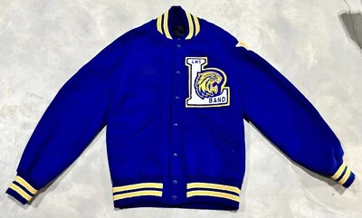 Chaqueta Jostens Mezcla de Lana Lettermans Forro Extraíble Frente a Presión Para Hombres Pequeña Azul Foto 1 de 4