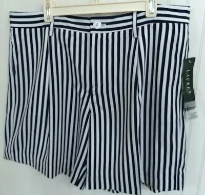 Ralph Lauren Pantalones Cortos Azul Blanco Rayas Vertical Vestido Corto Nuevo Foto 1 de 4