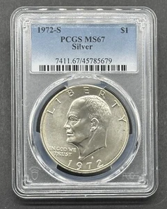 Silber Dollar 1972 - 1 Dollar gegradet Eisenhower Münze PCGS MS67 - Bild 1 von 2