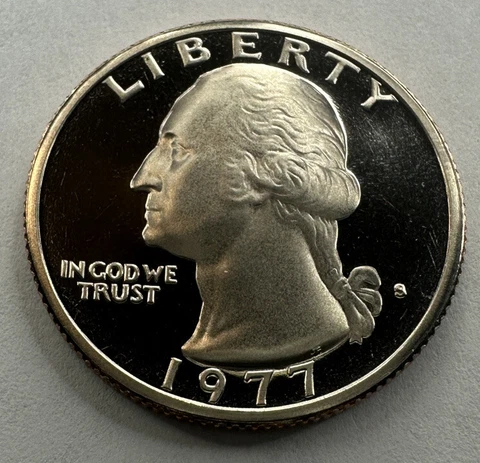 1977-S Washington Proof Quarter 25cent Coin from US Mint Proof Set Cover