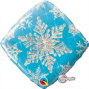 Snowflake Sparkles Blue Holographic Qualatex 18 Inch Foil Balloon - Picture 1 of 1