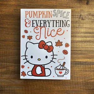 Letrero de madera de especias de calabaza de Hello Kitty otoño Halloween 5x7 Sanrio con brillo nuevo con etiquetas - Imagen 1 de 6