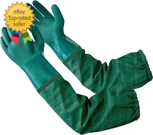 Guantes de estanque de goma extra largos de 26", guantes resistentes a productos químicos PVC reutilizables - Imagen 1 de 12
