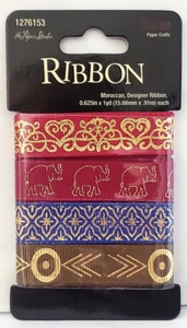 The Paper Studio 5/8" x 1 yd MOROCCAN DESIGNER RIBBON - 4 yds total - Picture 1 of 1