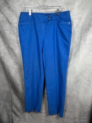 Pantalones de mezclilla azules Larry Levine para mujer talla 14 doble presión pierna recta Foto 1 de 4
