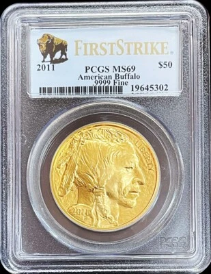 2011 GOLD US BUFFALO $50 DOLLAR 1 OZ COIN PCGS MS 69 FIRST STRIKE - Image 1 of 2