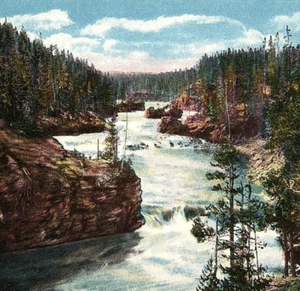 RARE 1910 Haynes 142 Yellowstone National Park Postcard Rapids Above Upper Falls - Picture 1 of 3