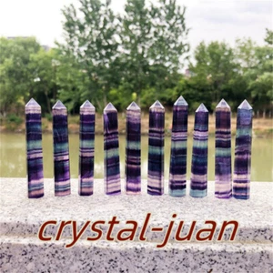 10pcs Natural Rainbow Fluorite Obelisk Crystal Crystal Tower Wand Point - Picture 1 of 21