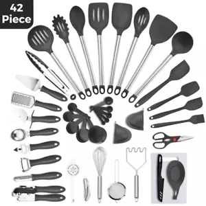 42 Piece Kitchen Utensils Cookware Set Cooking Tools Peeler Spoon Spatula Masher - Picture 1 of 5