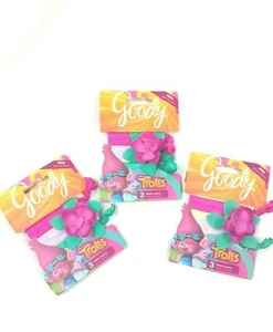 3 Goody Girls Trolls Hug Time Ribbon Hair Elastics Bracelet Ouchless Poppy Movie - Picture 1 of 3