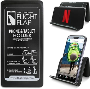 Foldable Airplane Phone Holder-Flexible Mobile Stand for Desk & Bed-Black - Picture 1 of 11