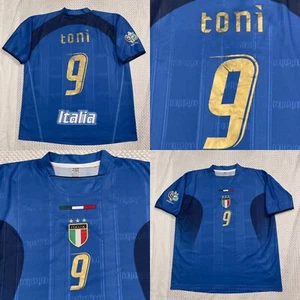 Camiseta vintage de la Copa Mundial de la FIFA Italia 2002 #9 Luca Toni azul para hombre XL USADA EN EXCELENTE ESTADO - Imagen 1 de 11
