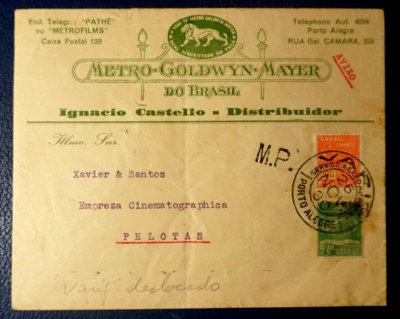Brasil Varig 20 de febrero 1930 Pelotas-Porto Alegre Metro-Goldwyn-Mayer cubierta Foto 1 de 2