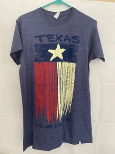 Texas State Flag Lone Star Souvenir Blue Cotton Blend T-shirt Size S - Picture 1 of 6