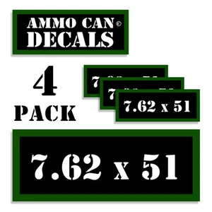 7.62 X 51 Ammo Can 4x Labels Ammunition Case 3"x1.15" stickers decals 4 pack - Picture 1 of 2