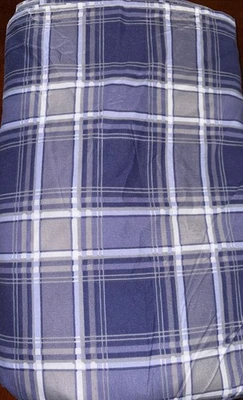 Signature Collection Edgewood Plaid Queen FLAT SHEET Blue Gray 15" Deep - Image 1 of 4