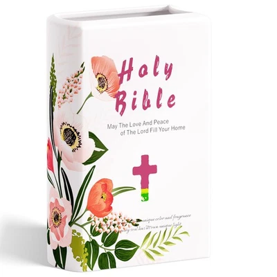 Jarrón Libro Santa Biblia, Lindo Florero de Cerámica Único - Rosa Escritorio de Oficina en Casa... Foto 1 de 4