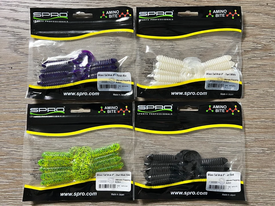 Señuelos de pesca de plástico suave SPRO 3 pulgadas Wave Tail Grub JDM - Elige el color Foto 1 de 4