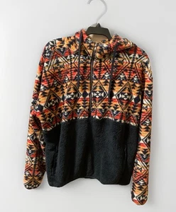 Edgar + Ash Hoodie Fleece Jacket 1/2 Zip NWT Navy Multicolored Aztec Sz 2XL - Picture 1 of 10