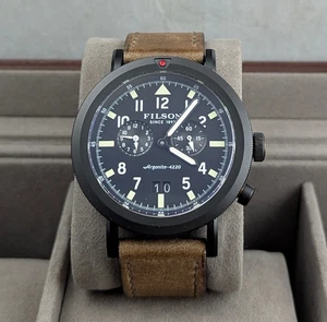Filson by Shinola - The Scout Dual Time - Black PVD Mens 44mm Quartz GMT - Picture 1 of 12