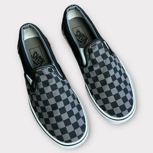 VANS Gray & Black Classic Checkerboard Slip On Sneakers Women's 9.5 Men's 8 GUC - Picture 1 of 14