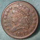 1809/6 CLASSIC HEAD HALF CENT BETTER GRADE DETAILS OLD US COIN 648