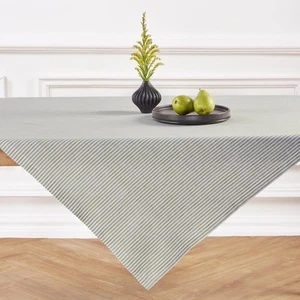 Solino Home Linen Square Tablecloth 52 x 52 Inch - Narrow Stripe, 100% Pure L... - Picture 1 of 6