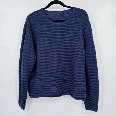 Suéter de algodón a rayas azul Zachary Prell XL manga larga cuello redondo para hombre Foto 1 de 4