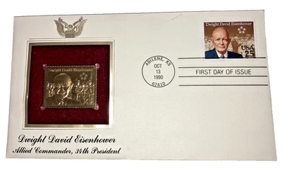 22K 镀金德怀特·大卫·艾森豪威尔第 34任总统复制品美国邮票 1990 — 第 1/4 张图片