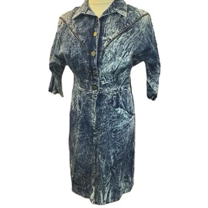 Vintage 80’s, Iconic Acid Washed DR II Blue Denim Dress *Read Description* - Picture 1 of 8